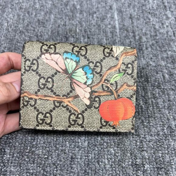 100% Authentic GUCCI Blooms Brown Canvas Wallet - Picture 1 of 12